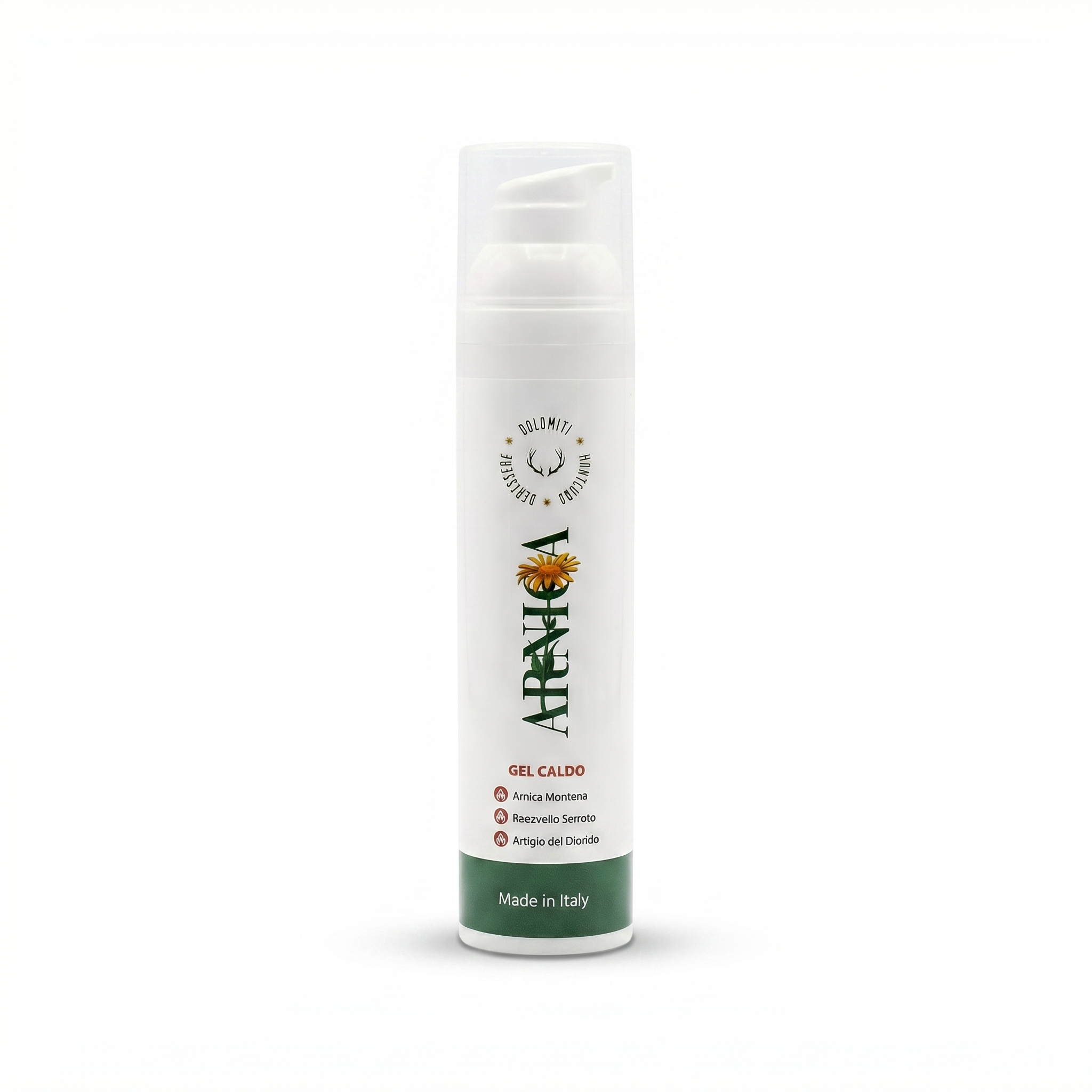 Arnica Gel Caldo Dolomiti Italia, flacone airless da 100 ml con dosatore