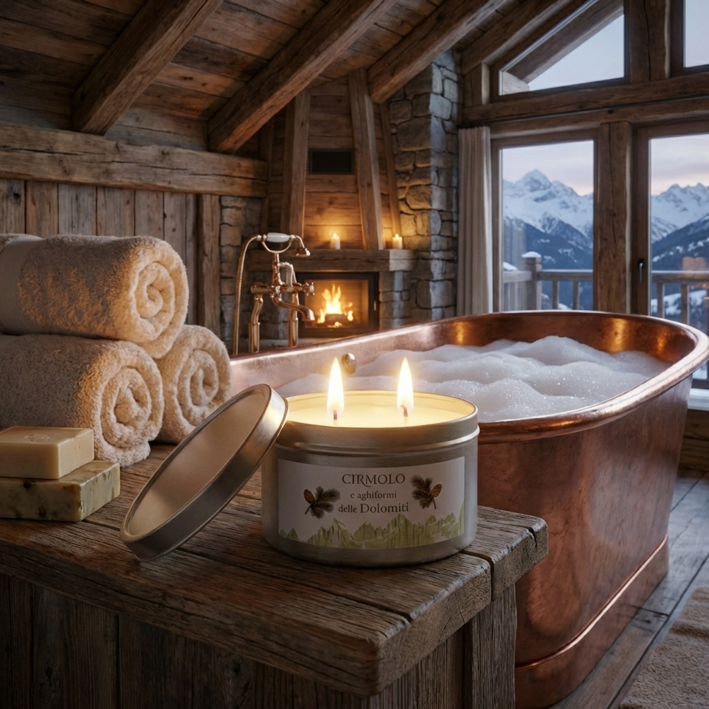 Handgefertigte Dolomit-Zypressenkerze – 200 g Sojawachs