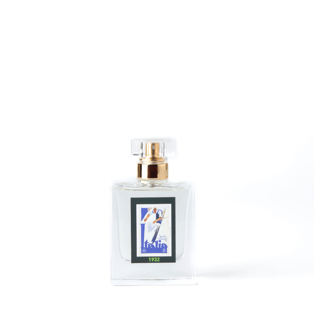 Flacone dell'eau de parfum 1932 Dolomiti su sfondo bianco