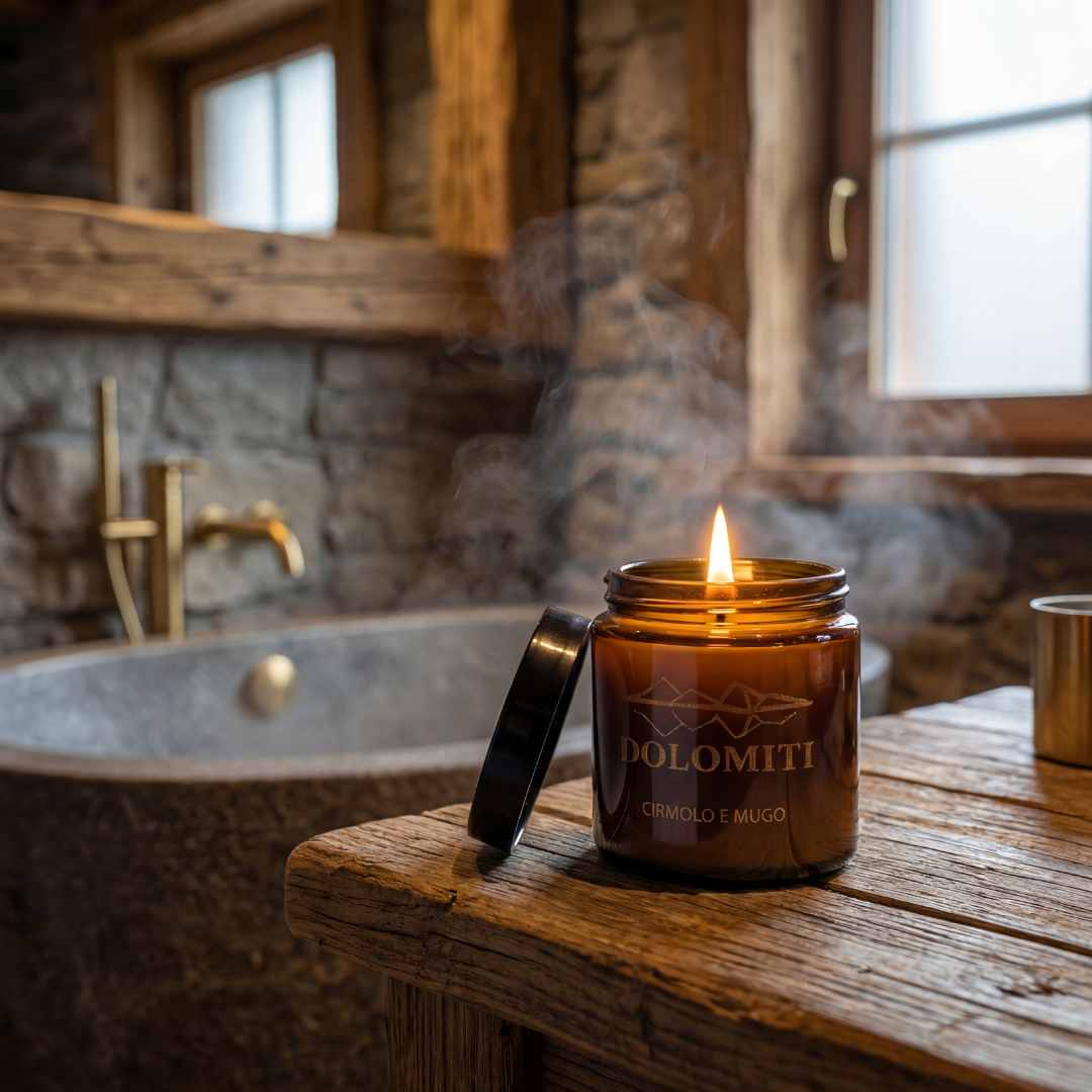 Handgefertigte Dolomit-Zypressenkerze – 120 g Sojawachs