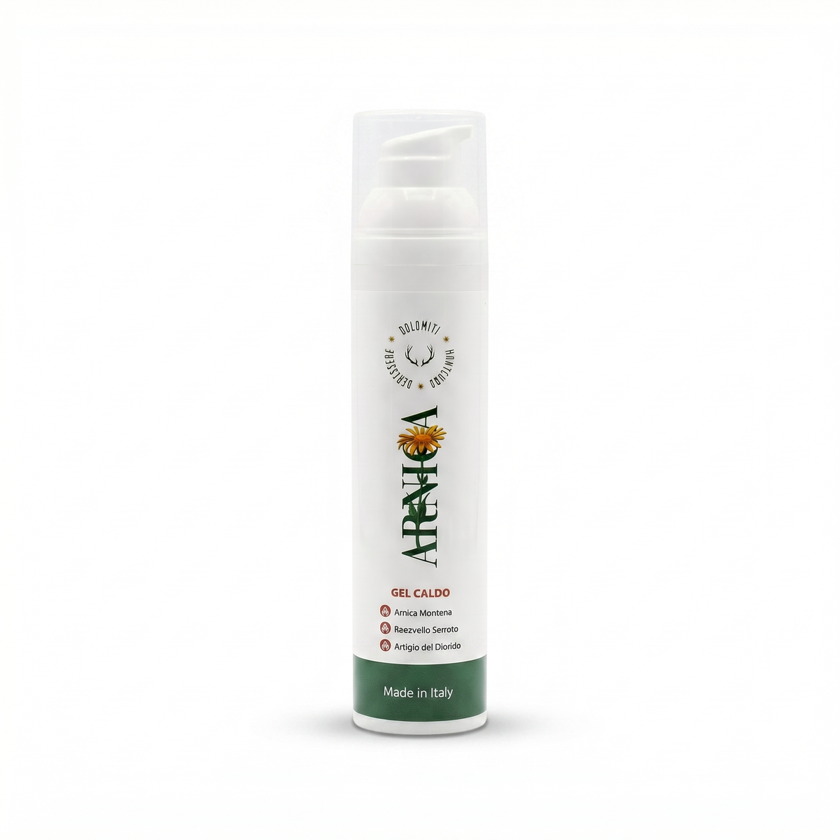 Arnica Gel Caldo Dolomiti Italia, flacone airless da 100 ml con dosatore