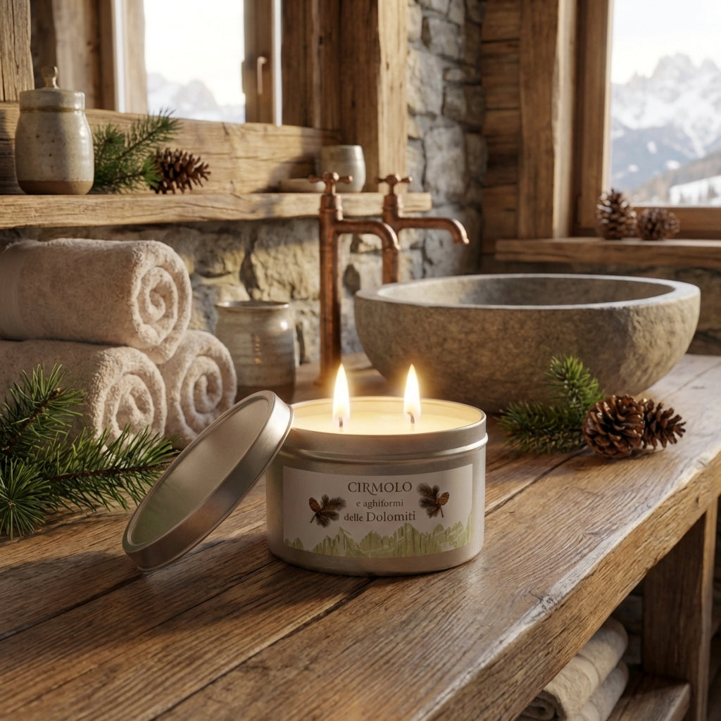 Handgefertigte Dolomit-Zypressenkerze – 200 g Sojawachs