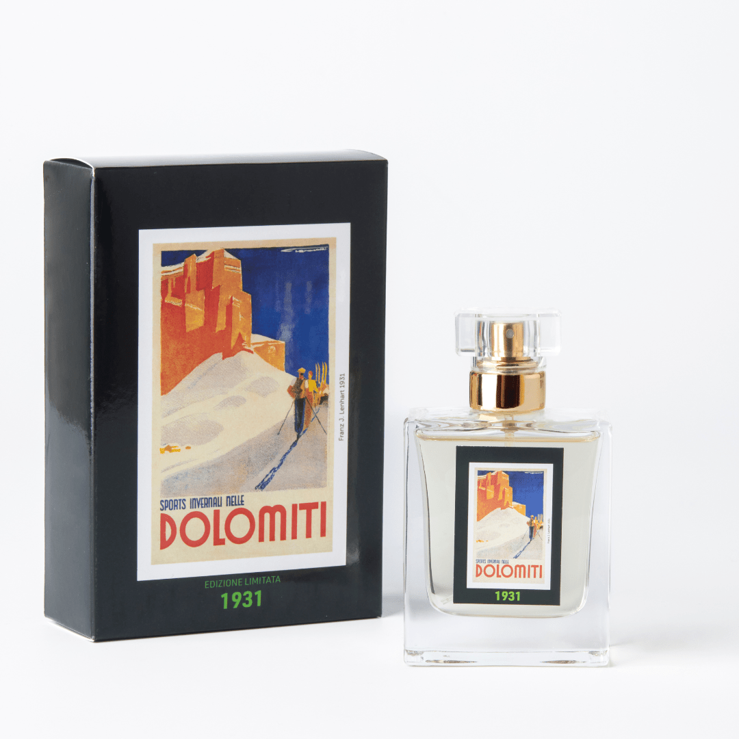 Eau de parfum 1931 Oud Imperiale Dolomiti con confezione illustrata vintage