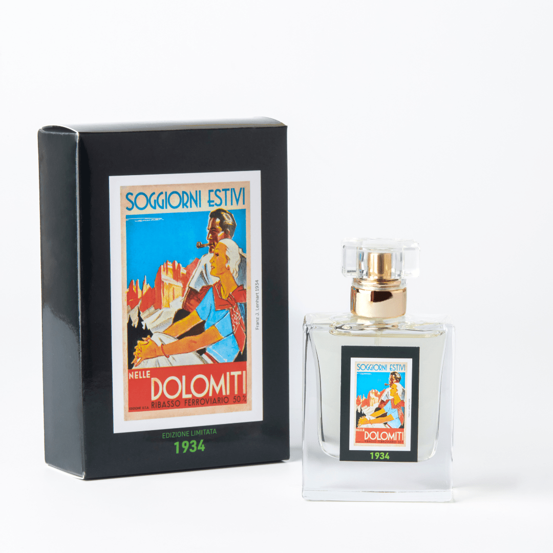 Eau de parfum 1934 Sole Mediterraneo Dolomiti con confezione illustrata vintage