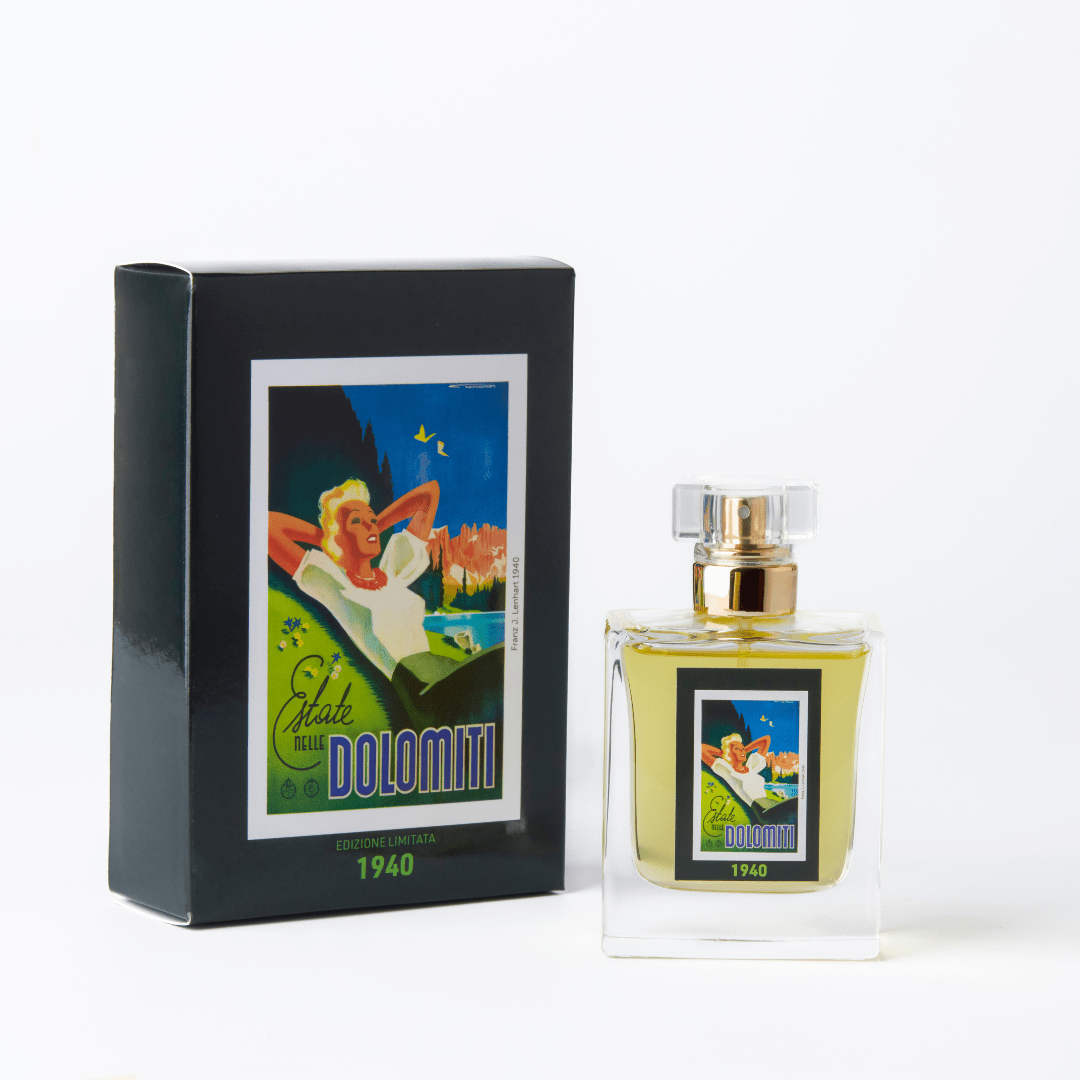 Eau de parfum 1940 Carisma Senza Tempo Dolomiti con confezione illustrata vintage