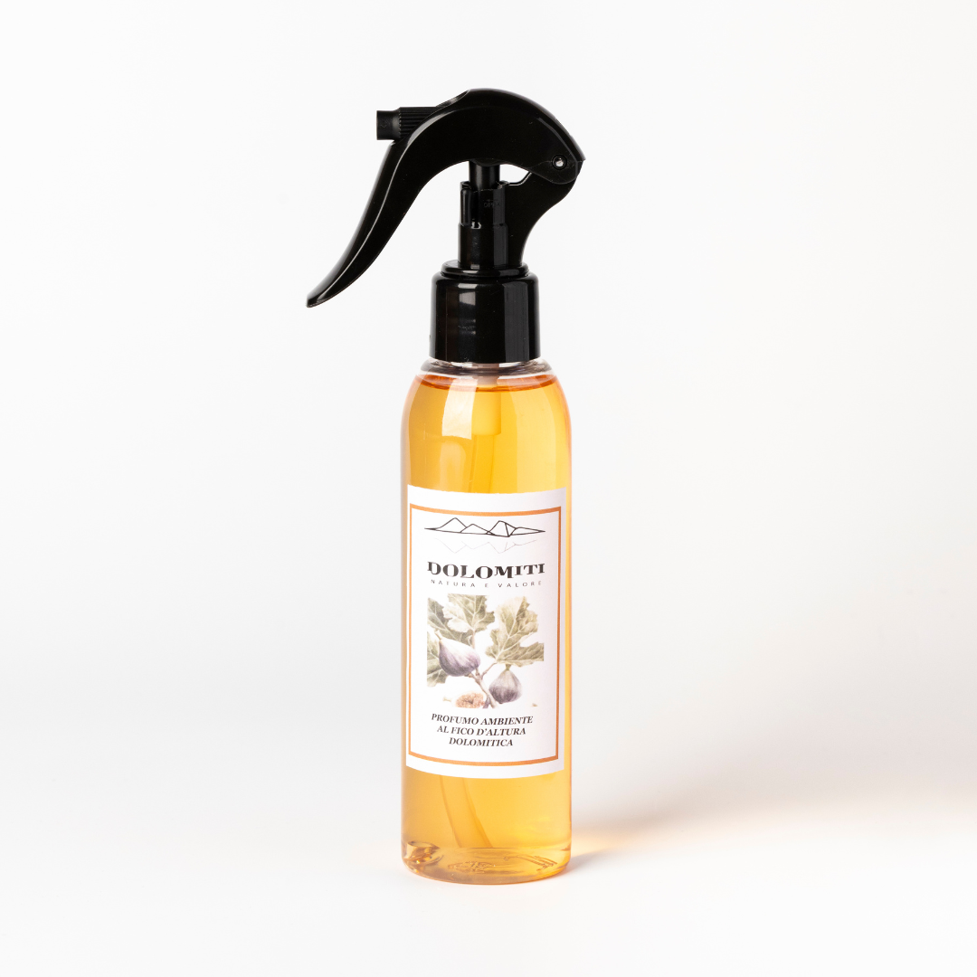 Spray per ambienti al fico dolomitico Dolomiti, flacone da 150 ml con nebulizzatore